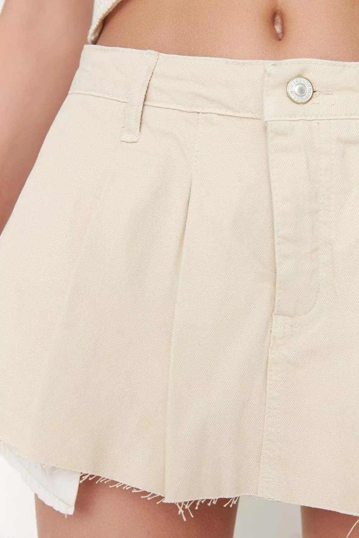 Pleated Denim Shorts Skirt