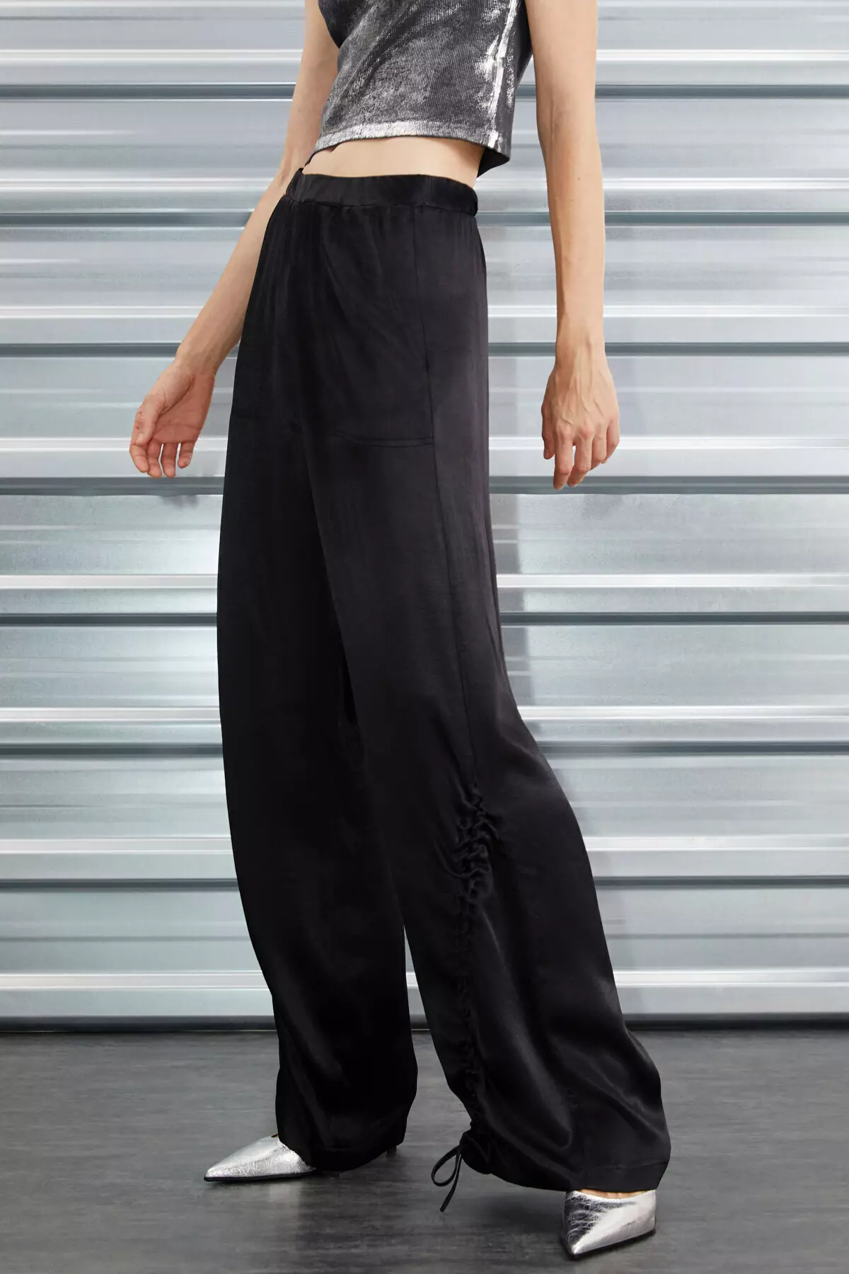 Womens black trousers wide leg on sale