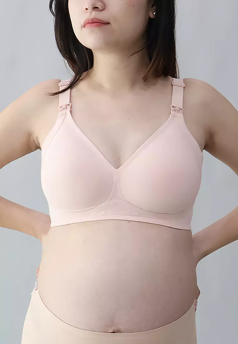 Pink 3D Water Drop Cup Antibacterial Seamless Nursing Bra