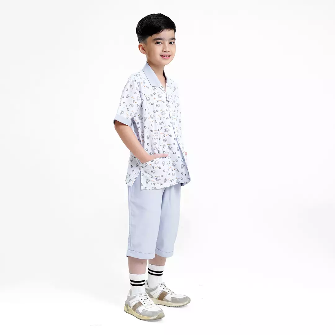 Rabbani - Setelan Kemeja Anak Lengan Pendek Bani Batuta Abinawa SG - Blue