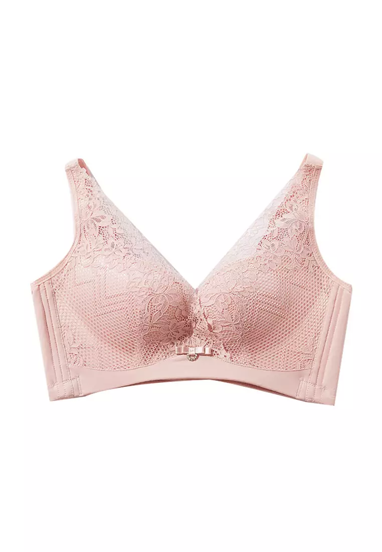 ZITIQUE Women's Comfortable Non-wired Lace Bra - Pink 2024