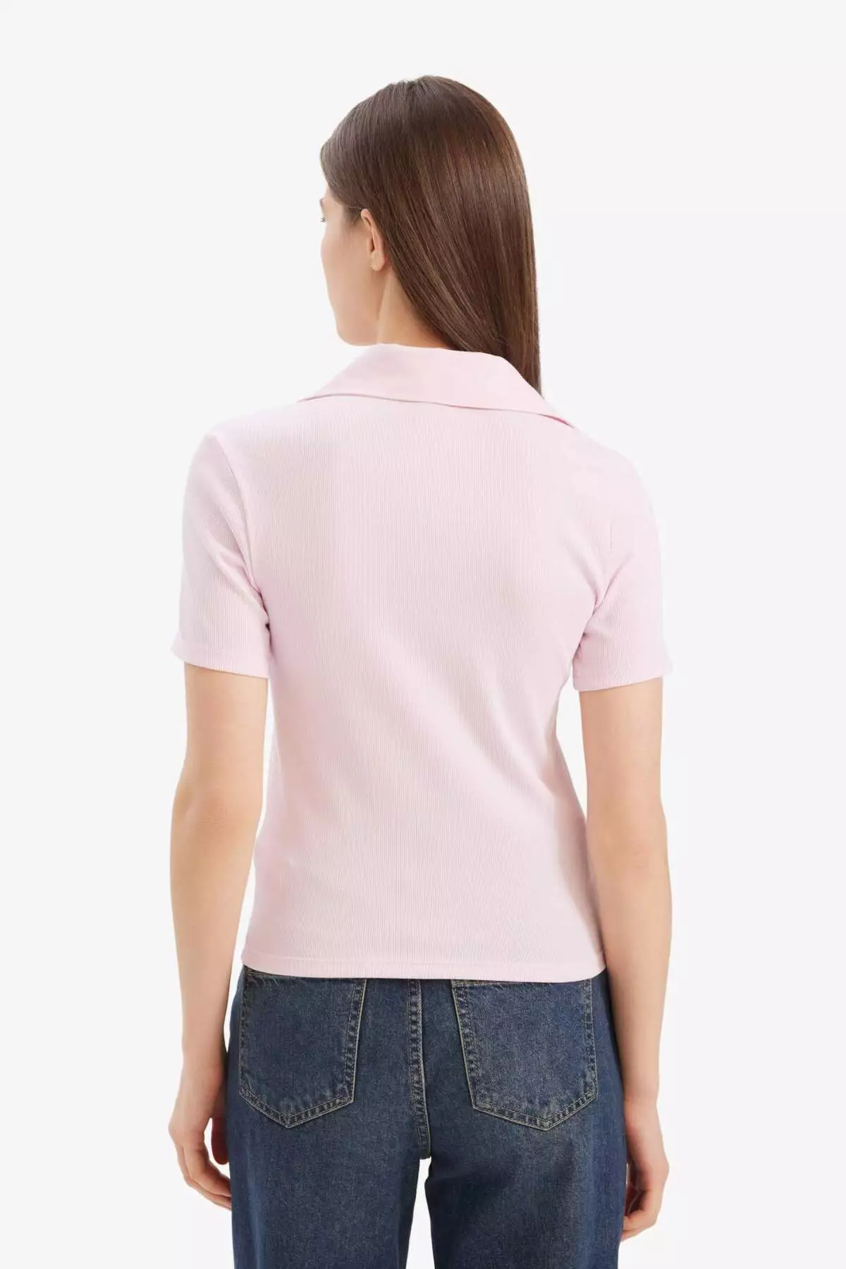 Slim Fit Slim Fit Polo Neck Ribbed Camisole Short Sleeve T-Shirt C6249Ax25Sp