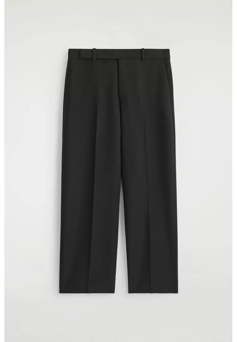 WOOL-BLEND RELAXED-FIT STRAIGHT-LEG TROUSERS