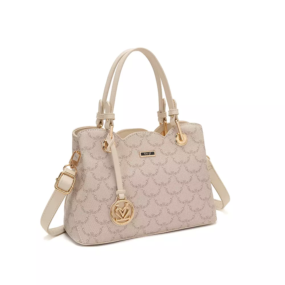 En-ji Gida Handbag Wanita Warna Cream