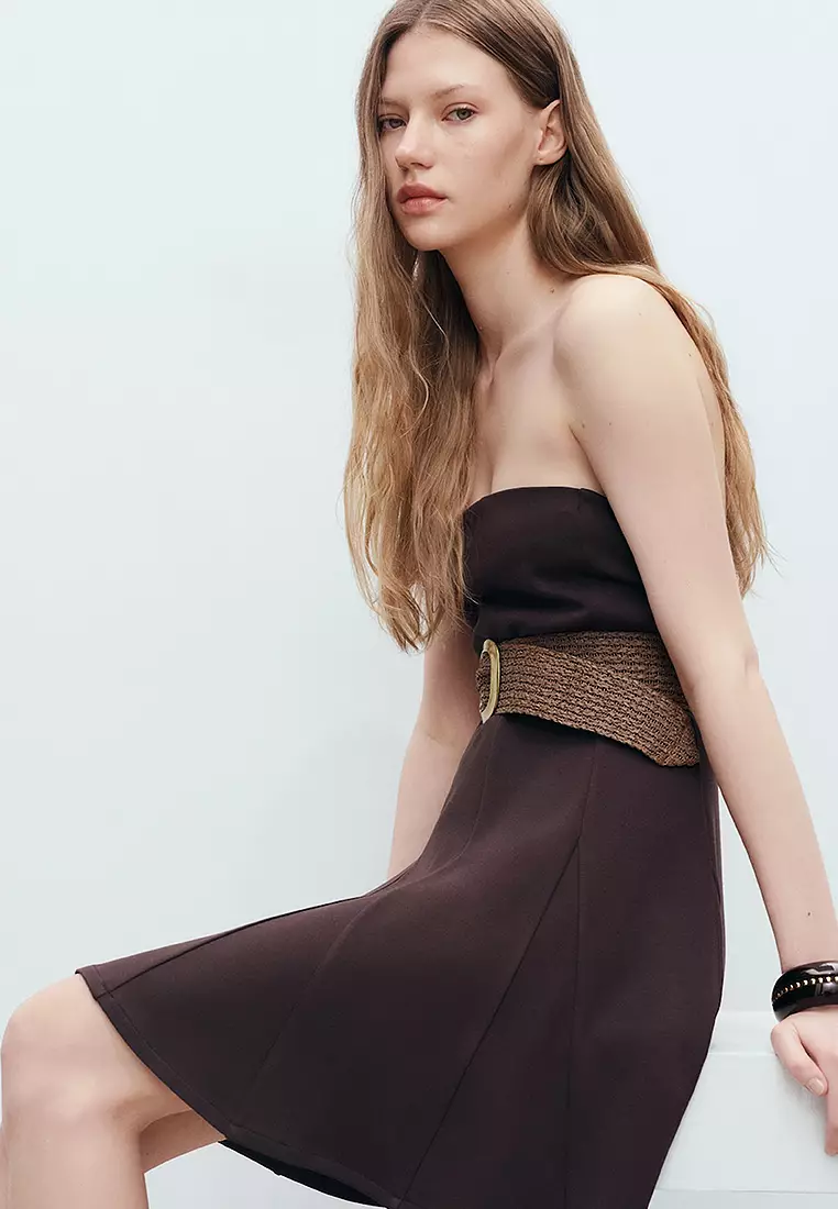 Short Strapless Dress With Pleats