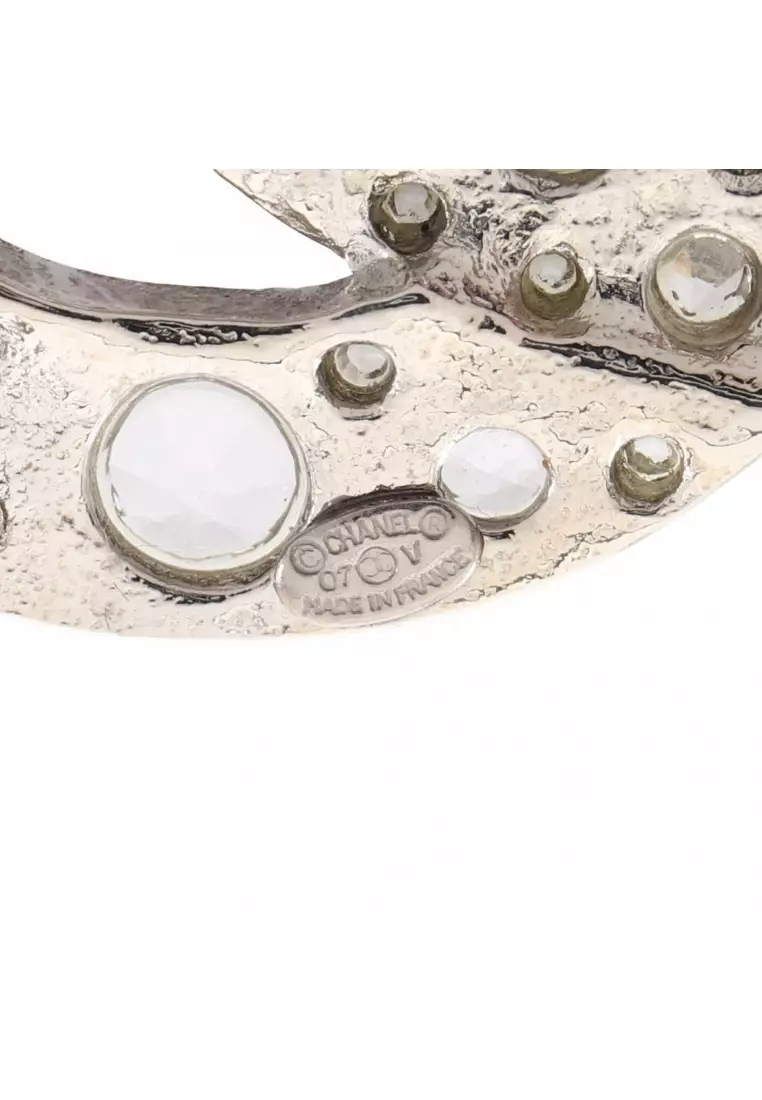 Pre-Loved Chanel coco mark brooch GP Rhinestone gold clear 07V