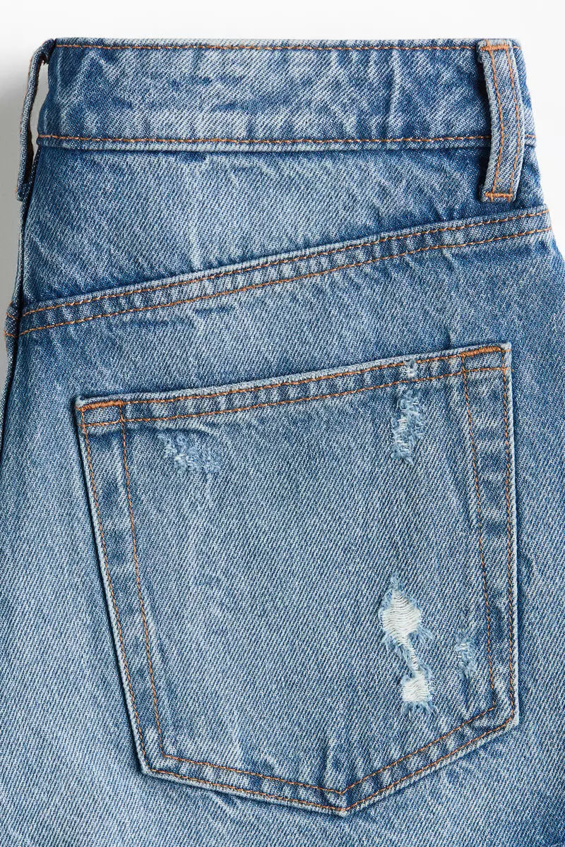 Worn-look denim shorts