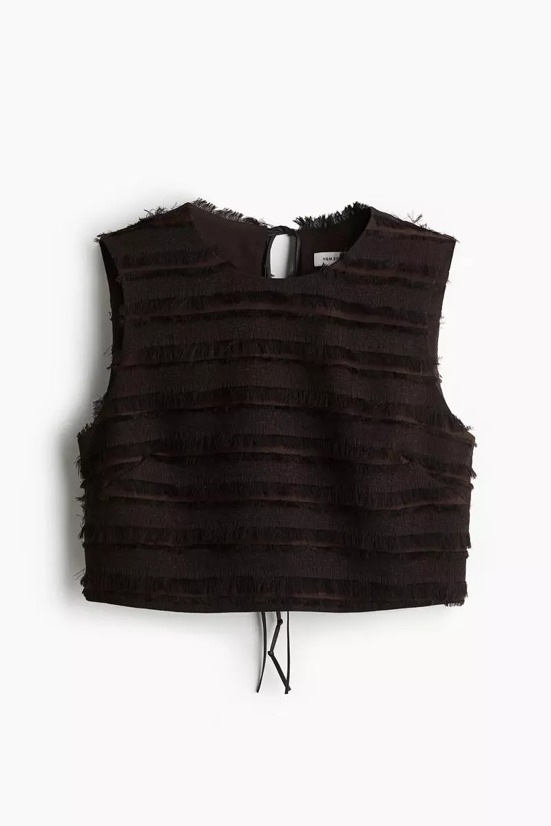 Fringe-trimmed top