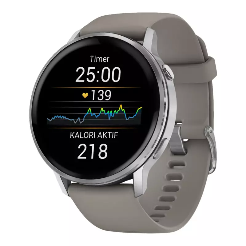 Jam Tangan Pria Garmin Venu 4 010-03014-41 Advanced GPS Smartwatch Digital Dial Silver Gray Silicone Band