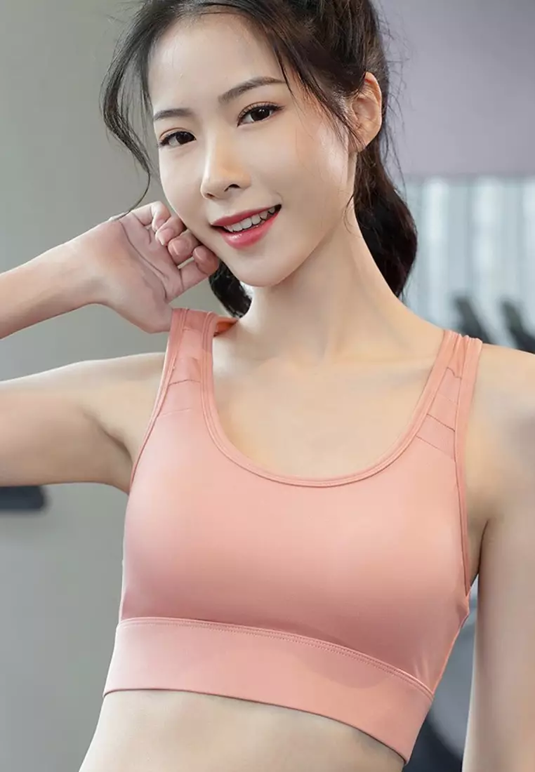 BMY3014 Korean Style Lady Shockproof Sport Bra Pink