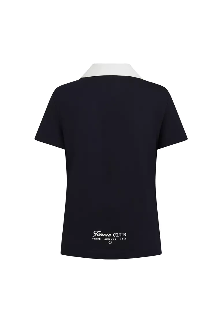 女裝 K-SWISS LOGO 半拉鏈拼色寬鬆 POLO 裇