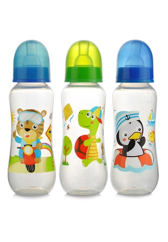 Coral Babies blue 8oz Easy Grip Feeding Bottles with Character Hood and Medium Flow Silicone Nipple 4570BESEBE302DGS_1