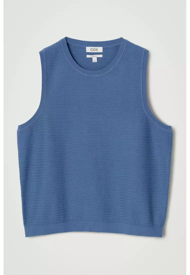 TEXTURED KNITTED COTTON TANK TOP