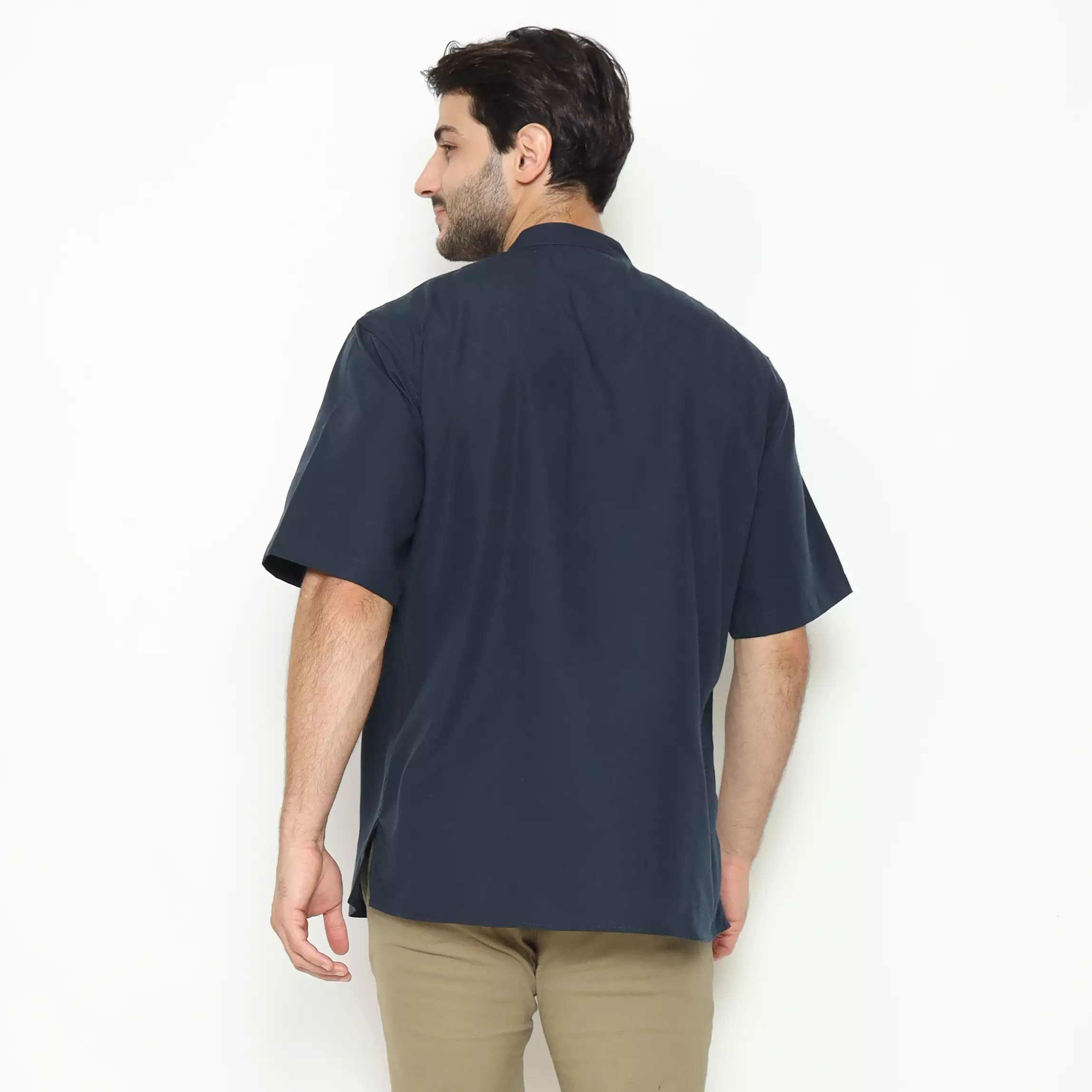 AMK Kemeja Koko Pria Lengan Pendek KK BB 005 S/s Cap 6 Navy