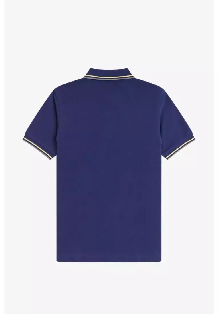 Fred Perry M3600 Twin Tipped Fred Perry Shirt (French Navy / Champion's Gold / Stockport Blue)
