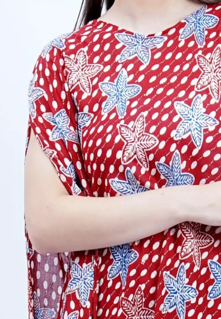 Kaftan Muslim Atasan Wanita Short Sleeve Redia Raya Red