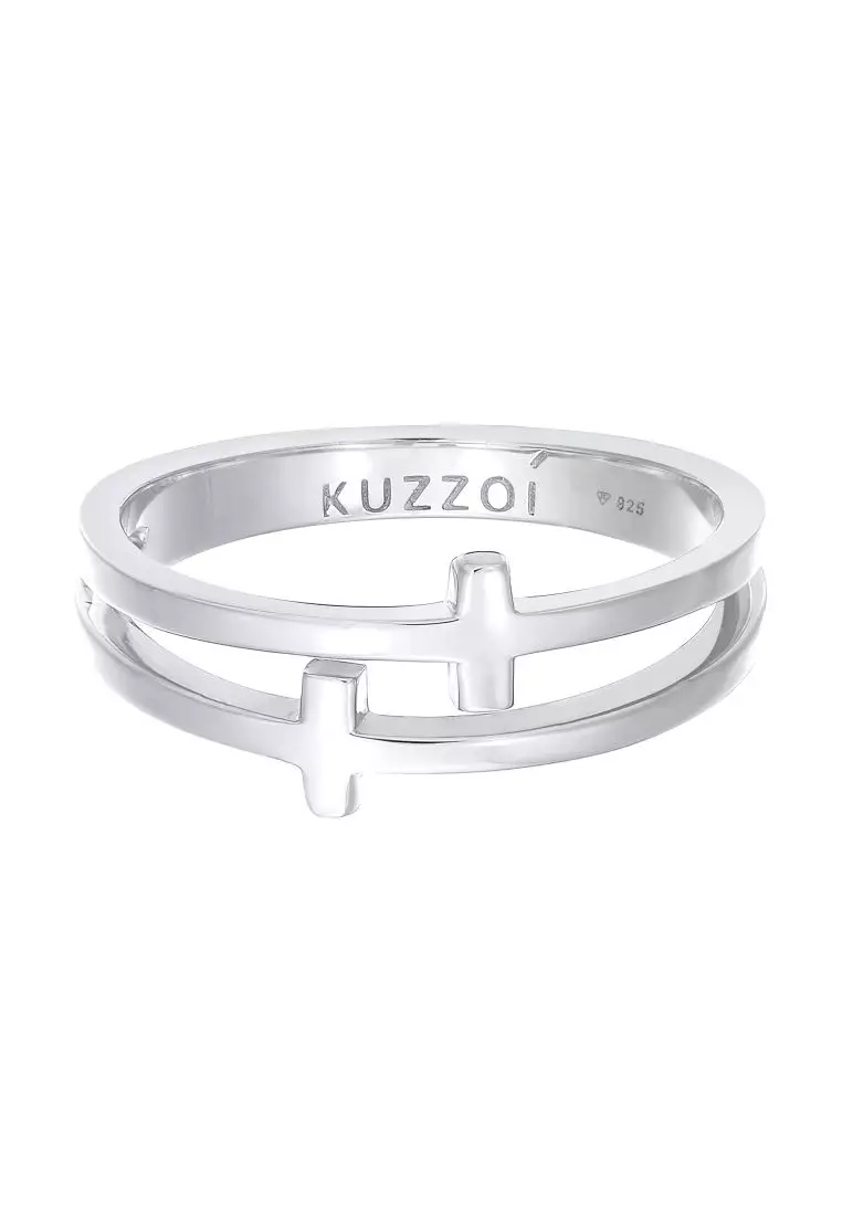 EXCLUSIVE Cincin Perhiasan Perak 925 Pria Cross Double Modern