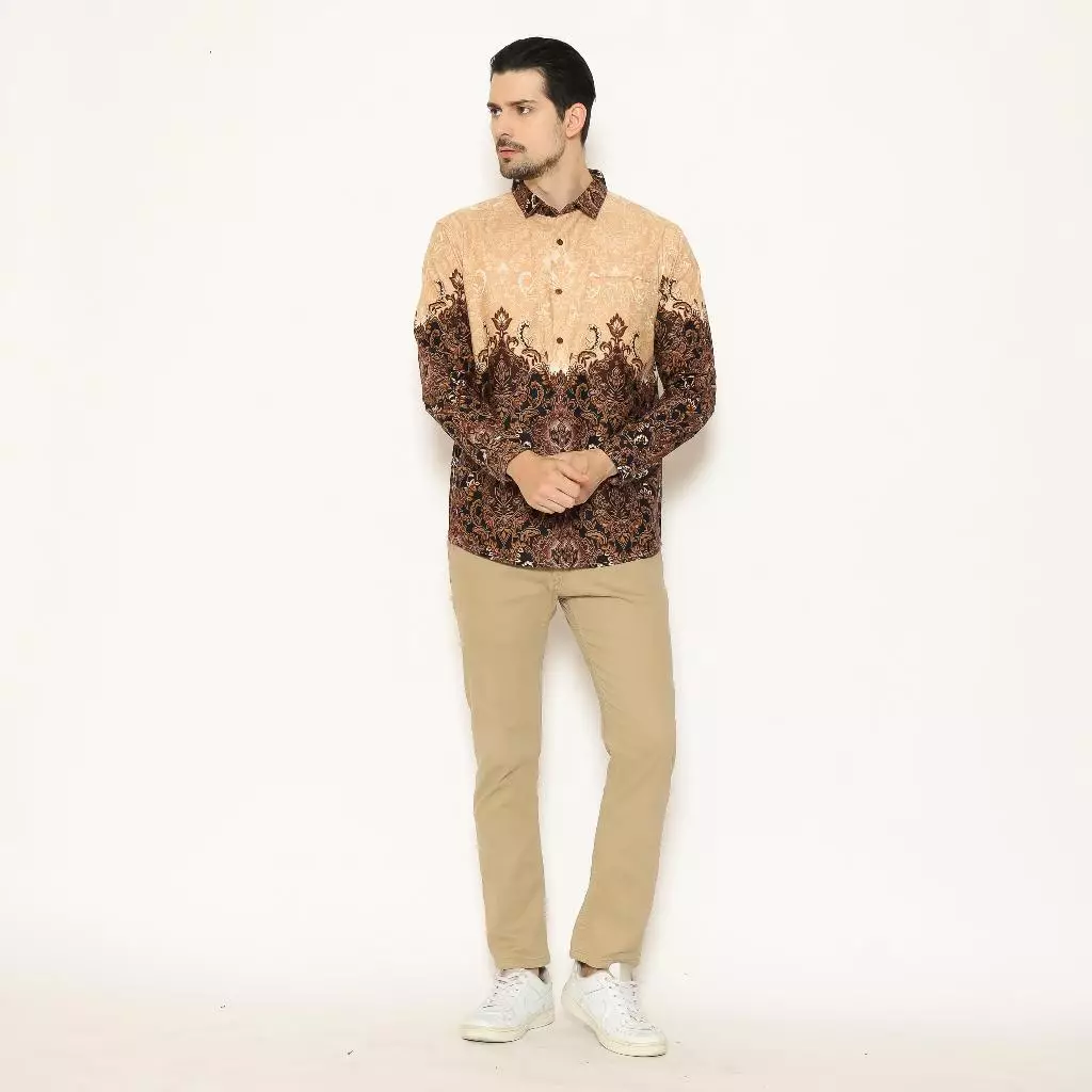 AMK Kemeja Batik Pria Lengan Panjang SHB Aru L/S Cream