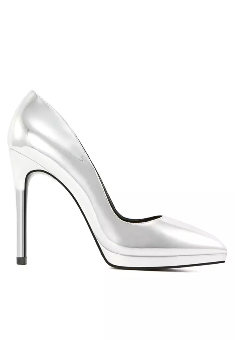 Discount on Twenty Eight Shoes  shoes - SKU: 11cm Metallic Faux Leather Pointed High Heel Shoes Hzl0070