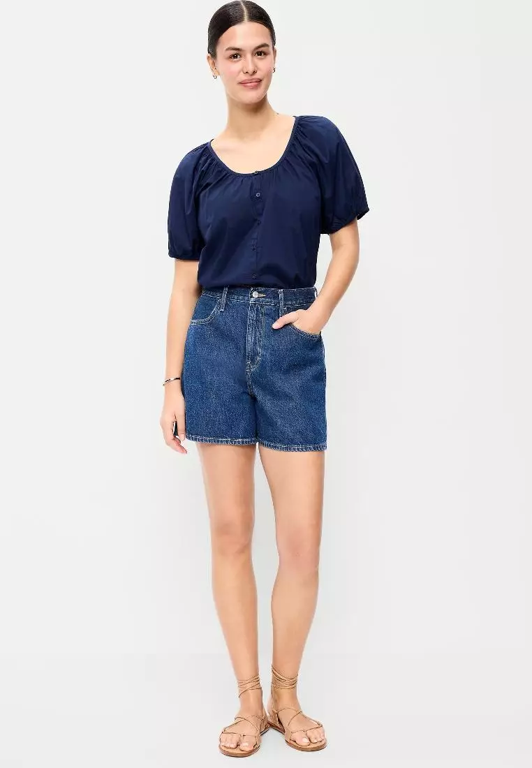 Women's High-Waisted Wow Baggy Jean Shorts -- 5-inch inseam
