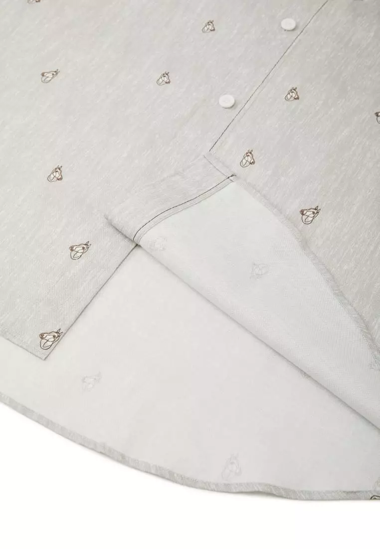 G2000 Wrinkle-Free Mini Horse Digital Print Comfort Fit Oxford Casual Shirt