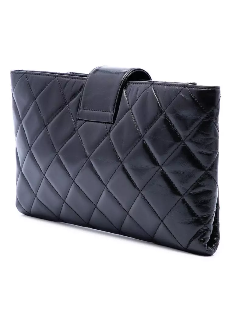 Pre-Loved Chanel Quilted Glazed Calfskin Coco Pleats Chain Clutch
