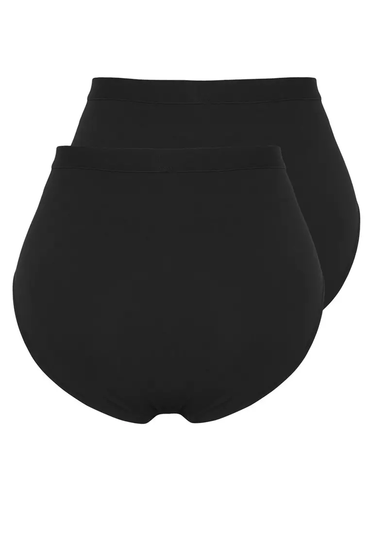 Black 2 Pack High Waist Gathering Plus Size Panties Tbbss25Cm00001