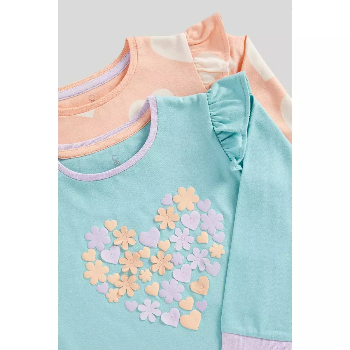Mothercare Floral Heart Pyjamas - 2 Pack - Piyama Bayi Perempuan (Biru)