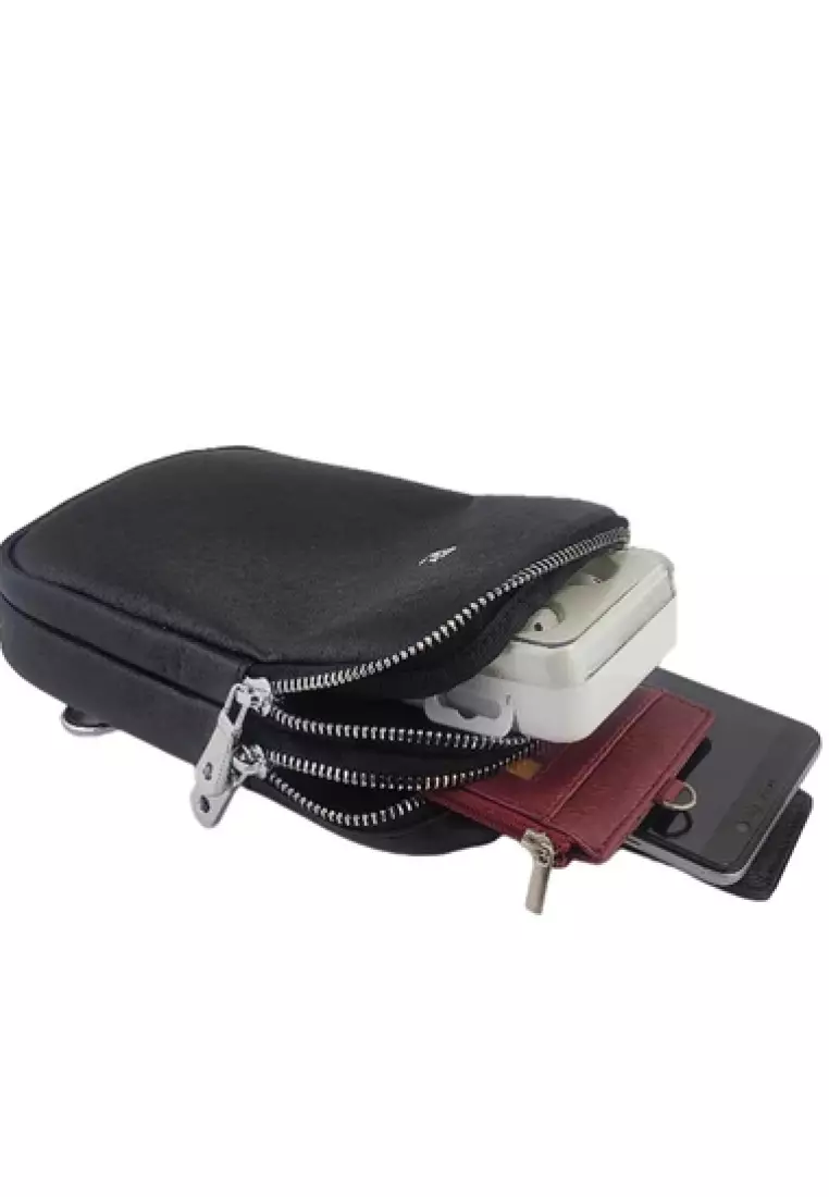 Pierre Cardin Tas Selempang Punggung Pria Body Bag Sling Bag Kulit 0112830801BLA-BLACK