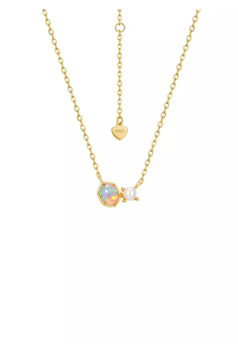 Buy Laatikui Laatikui Round Opal Pendant Necklace for Women Gold