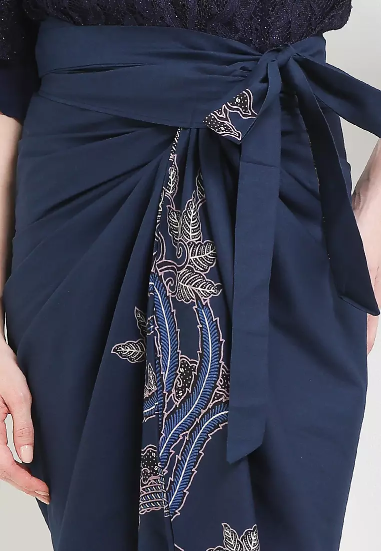 Rok Lilit Wanita Kondangan Batik Instant Firenze Navy