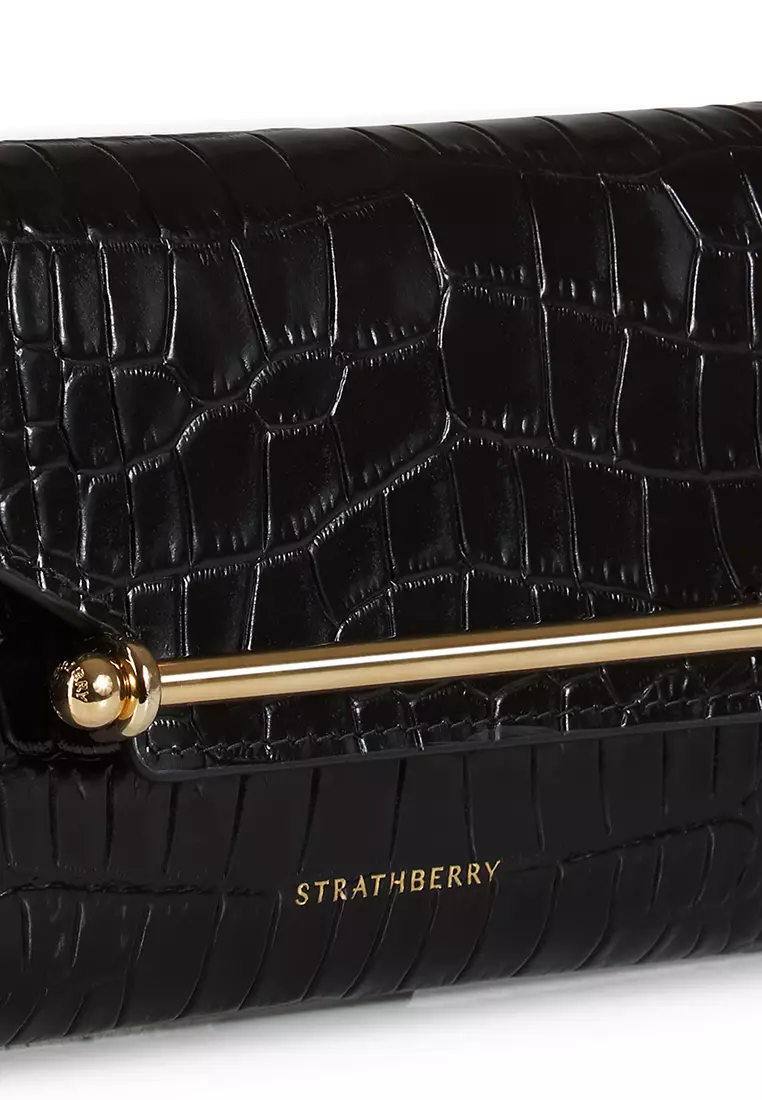 Jual Strathberry MULTREES WALLET ON A CHAIN CROC EMBOSSED BLACK ...