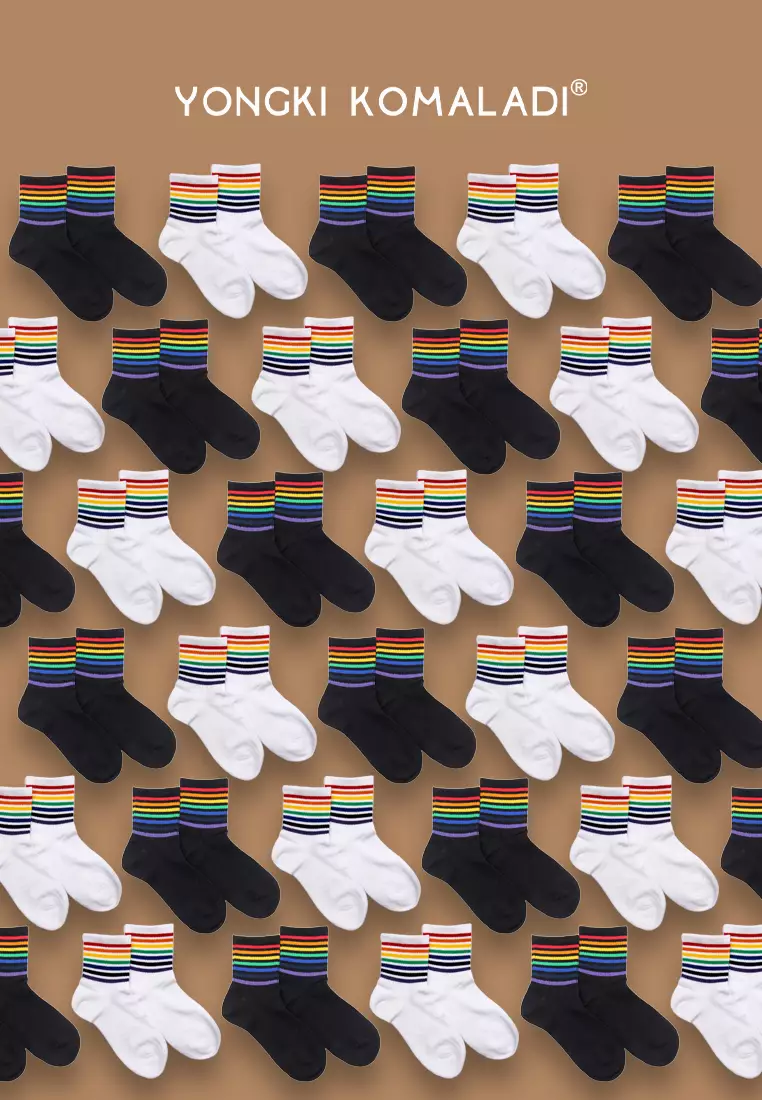 YONGKI KOMALADI KAOS KAKI MOTIF STRIPE OLDSCHOOL SOCK02 HITAM