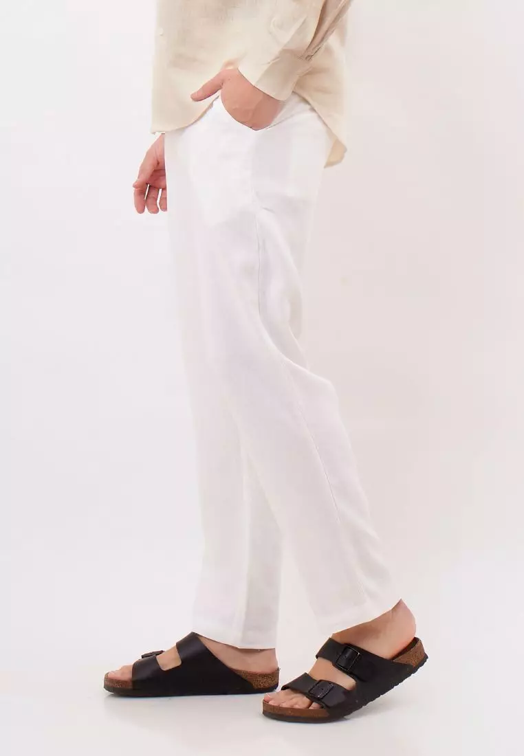 Uluwatu Celana Panjang Linen Pria Putih | Linen Long Pants Men White