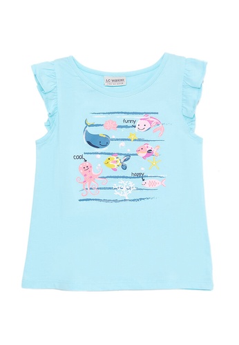 LC WAIKIKI blue Girls Crew Neck Printed Cotton Tank Top AD910KA66214E5GS_1