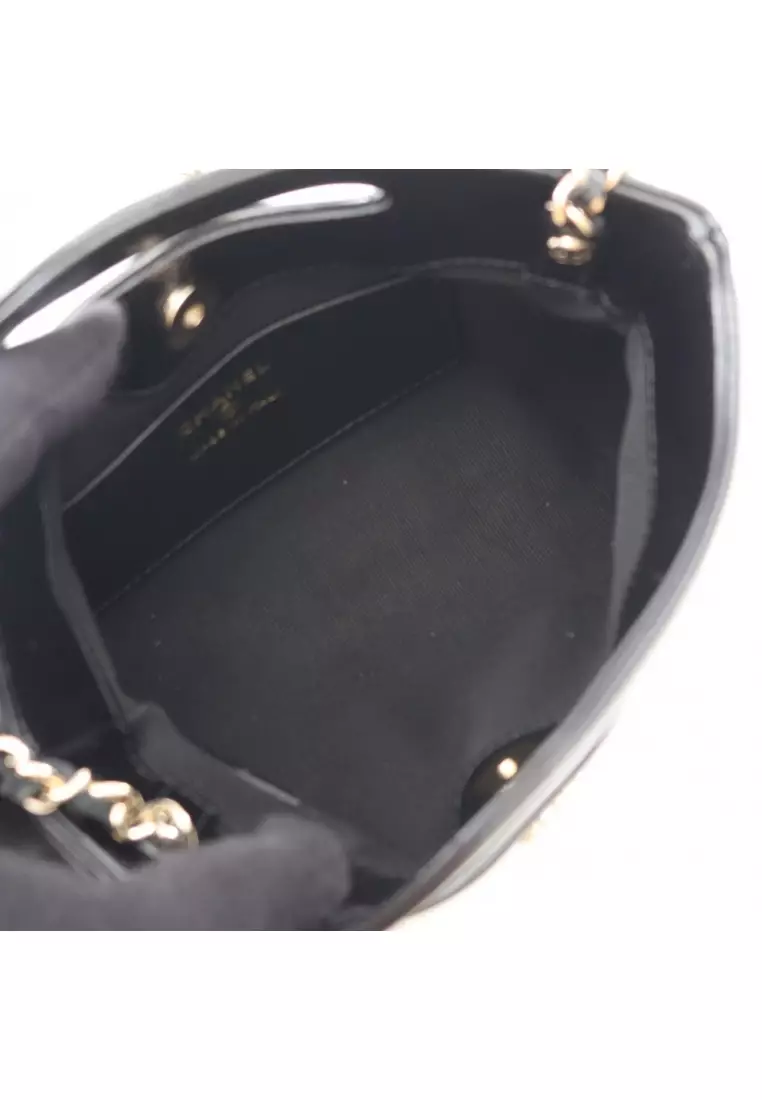 Pre-Loved Chanel Chanel 31 Nano chain shoulder bag leather black beige gold hardware 2WAY