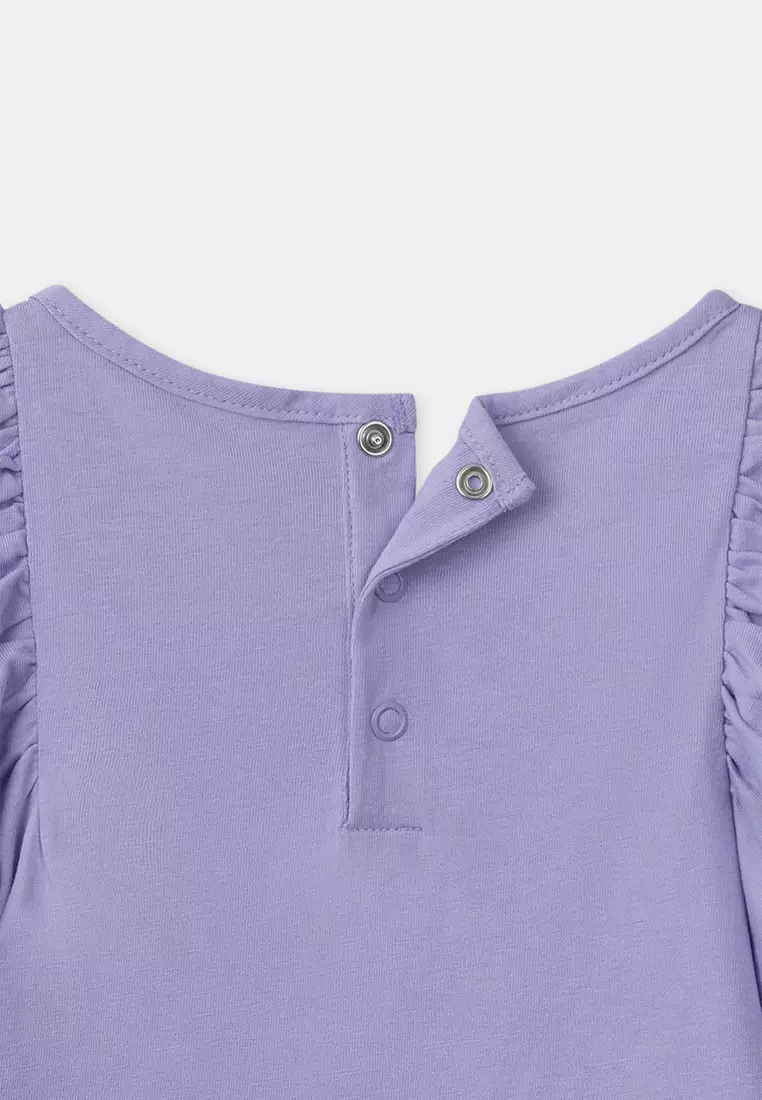 Purple Ruffle Sleeve T-Shirt