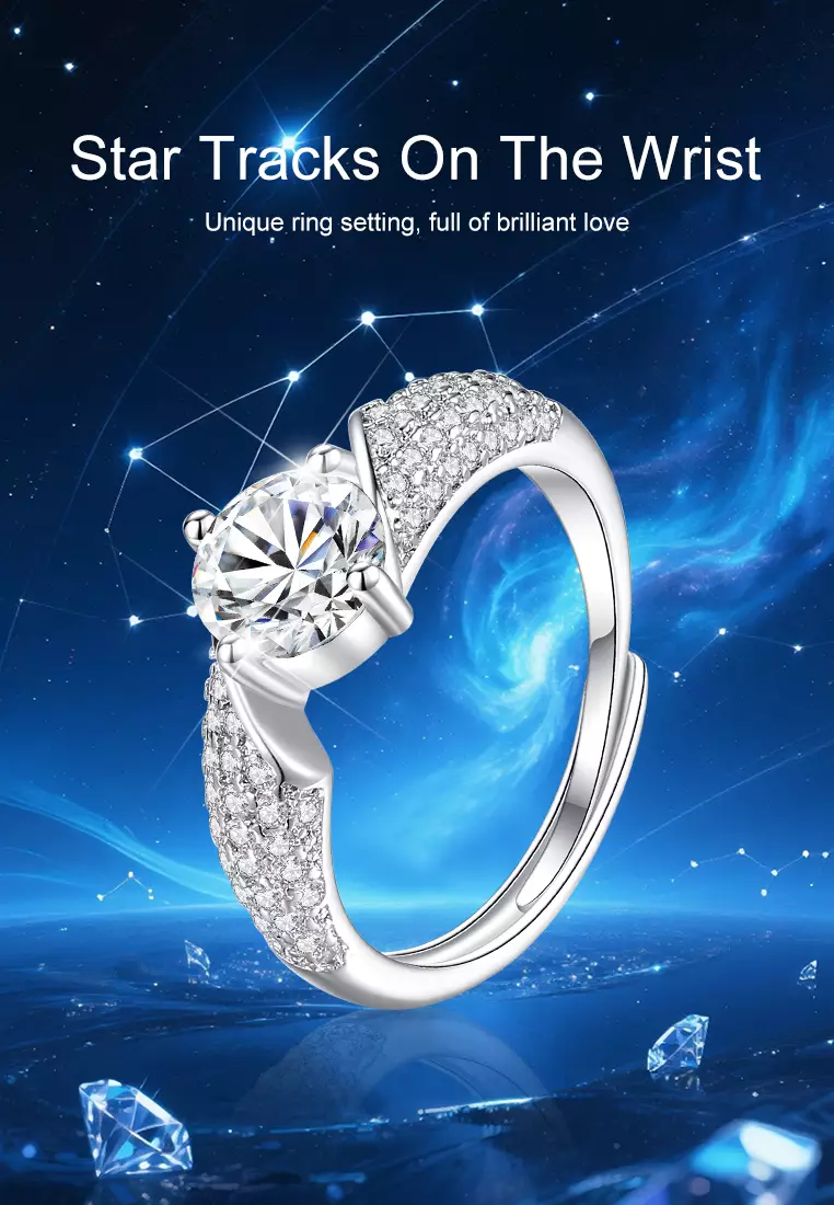 Cincin Wanita Berlian Perhiasan Adjustable Tunangan Anti Luntur Dilapisi Platinum Cincin Cewek COD silver