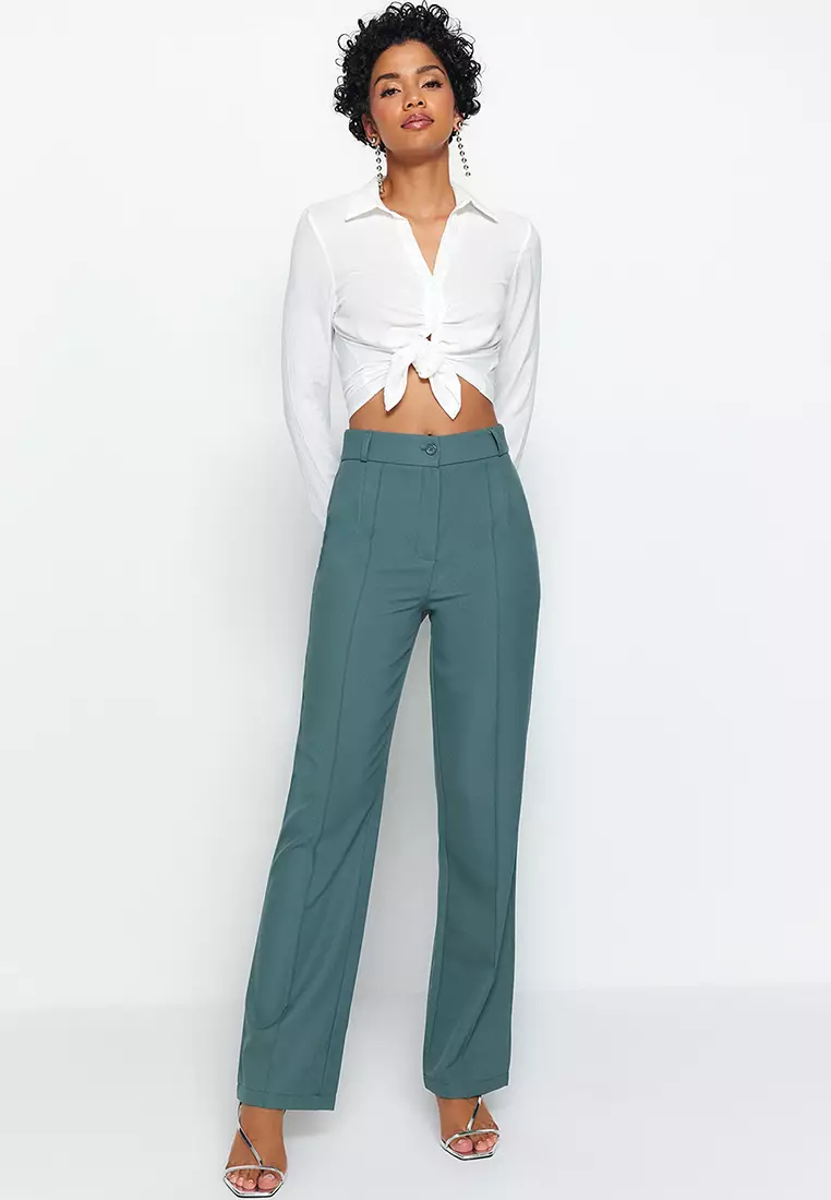 Buy Trendyol Straight Ribbed Trousers 2024 Online