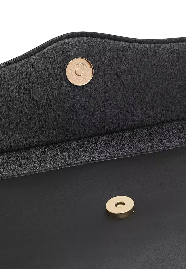 Faux Leather Sling Bag / Crossbody Bag - Black