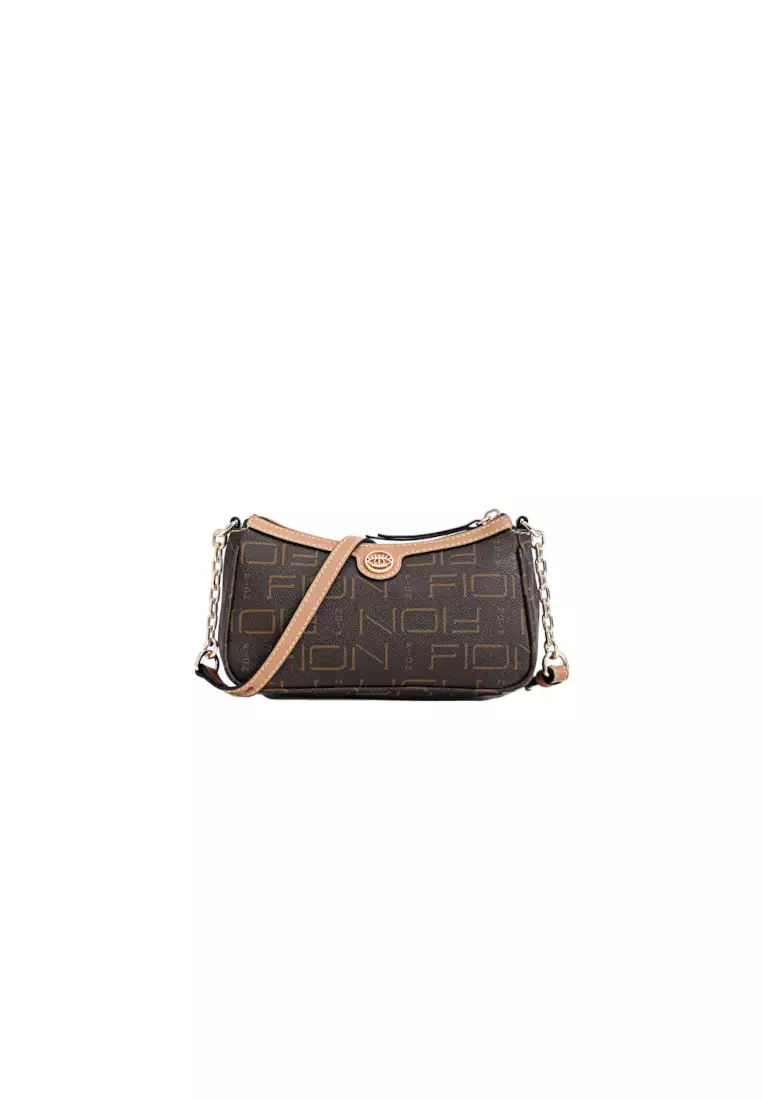 Buy FION FION Monogram PVC with Leather Shoulder Bag 2025 Online | ZALORA
