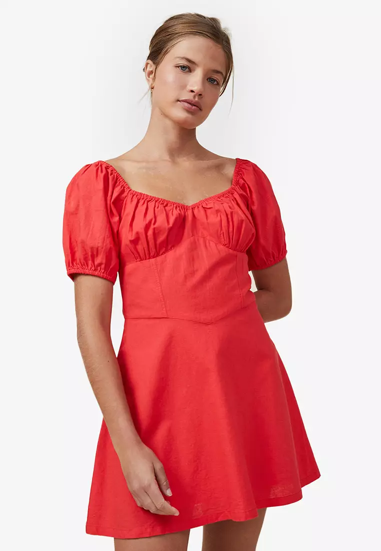 Red cotton store summer dress