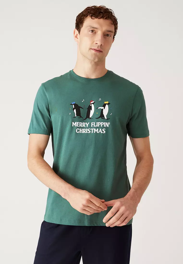 Jual Marks & Spencer Pure Cotton Penguin Print Loungewear Top Original