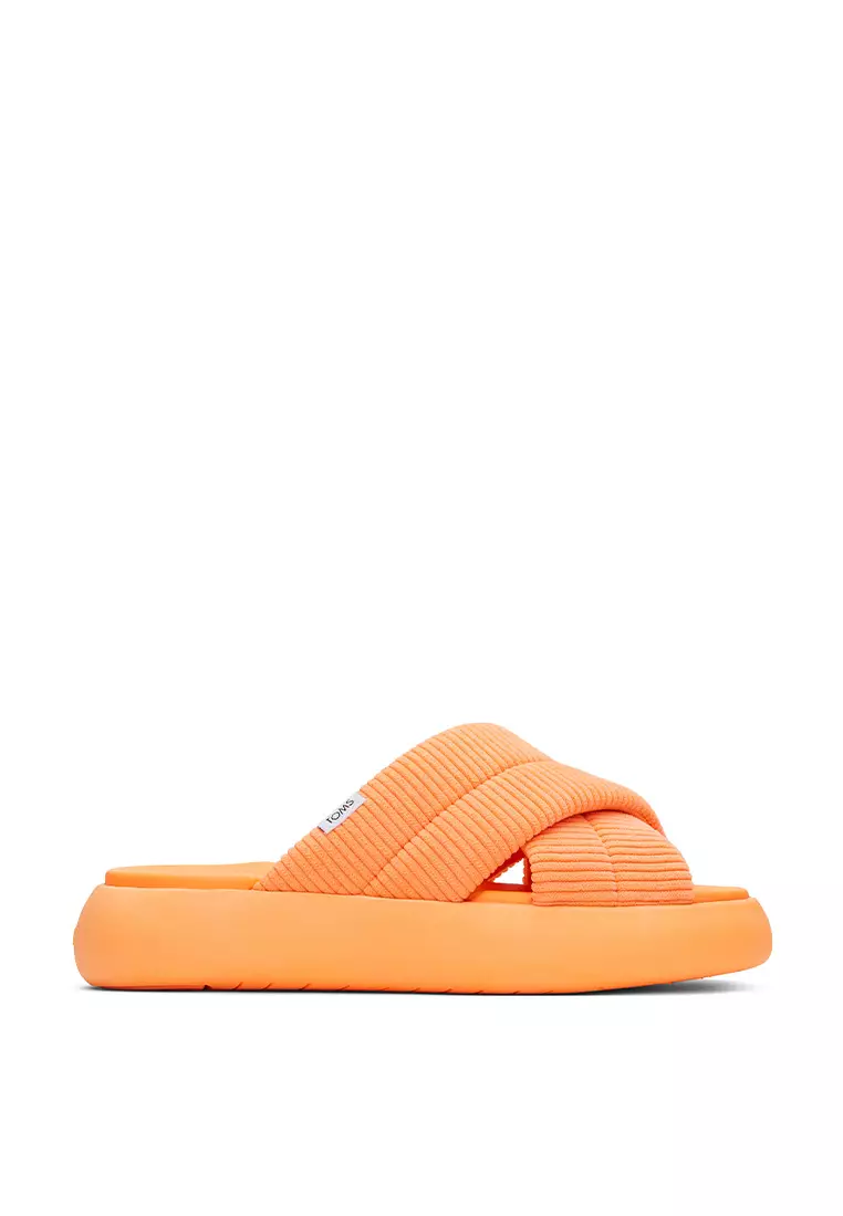 Discount on Toms  shoes - SKU: Sandals Alpargata Mallow Crossover Women - Neon Orange Corduroy