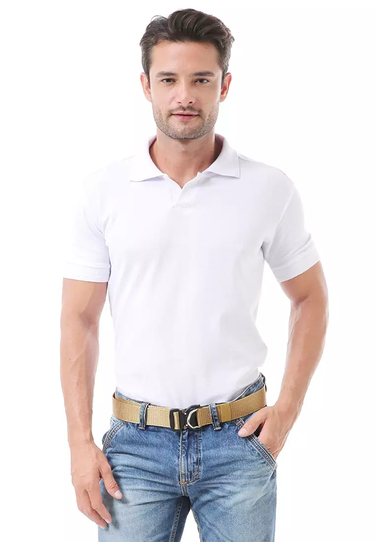 Ilo Aksesoris Fashion Pria Casual Belt Desain Simple Ikat Pinggang Material Canvas ORIGINAL - Cream