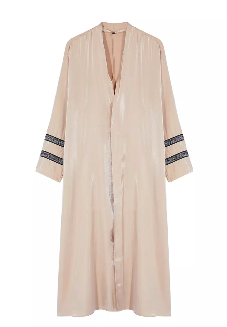 Shiny Long Abaya with Embroidery