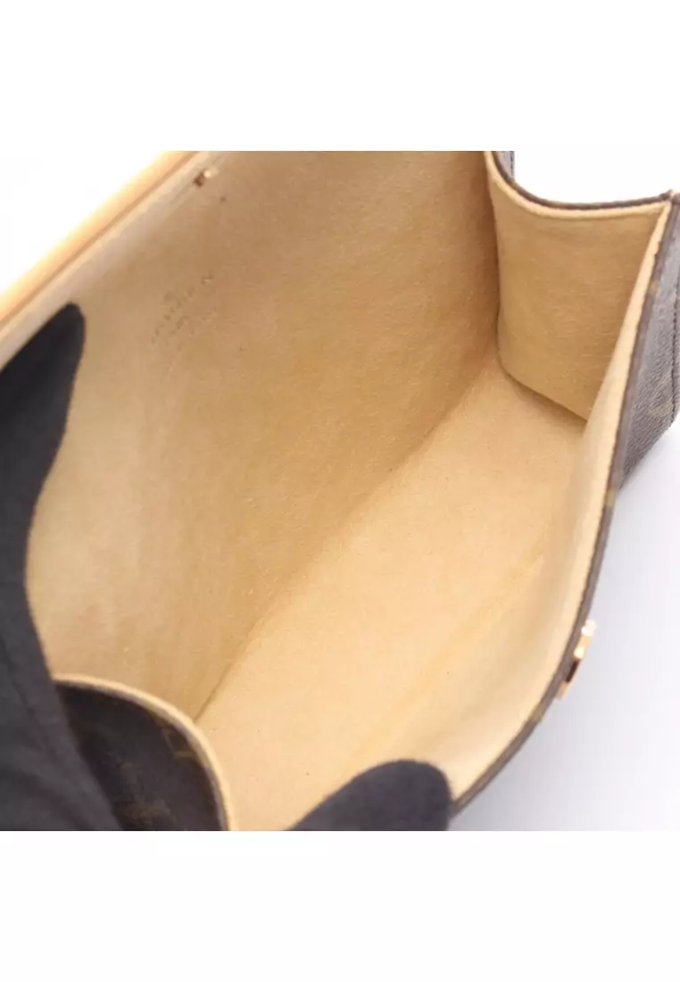 Pre-Loved Louis Vuitton Pochette Florentine monogram body bag waist bag PVC leather Brown With Button Press(L)