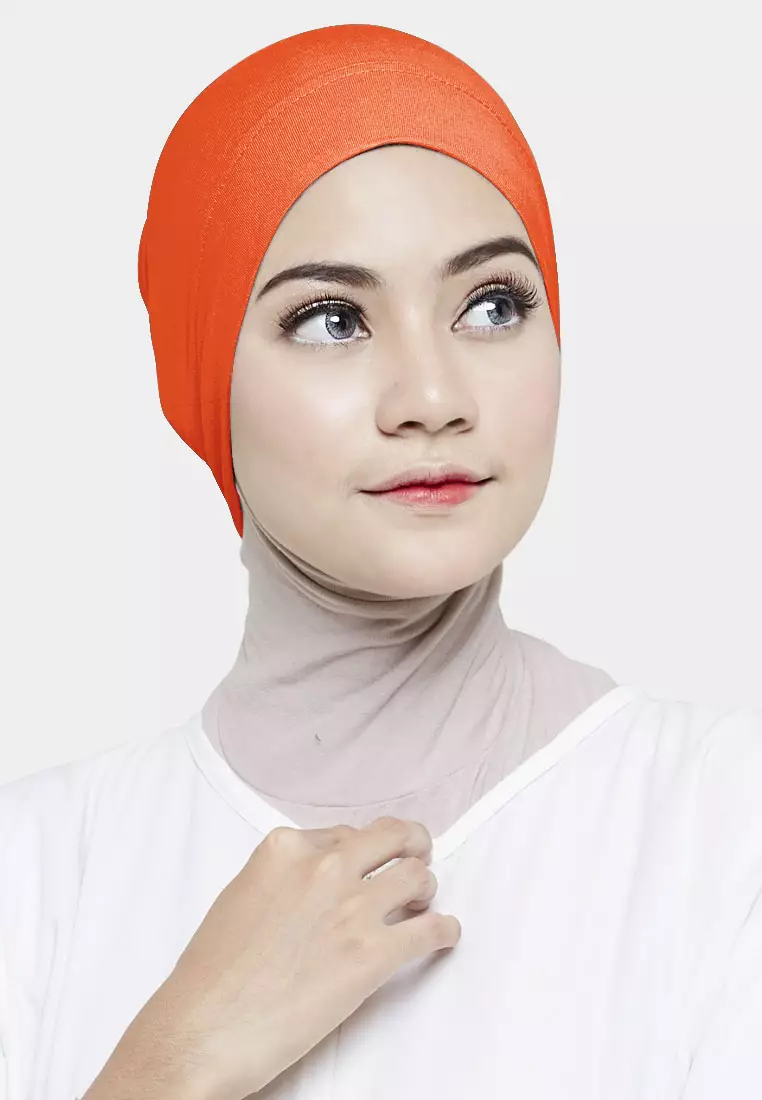 Cotton Bee - Inner Rayon Basic | Ciput Hijab Karet | Dalaman Kerudung - Orange Carrot