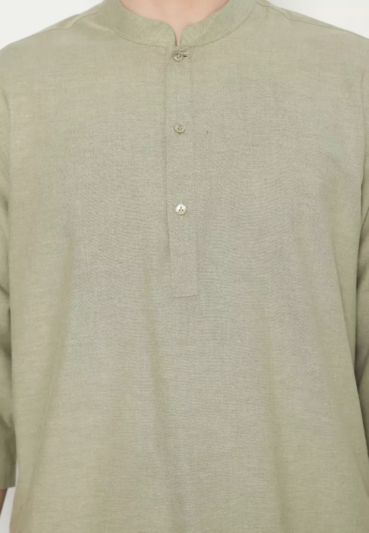 JOBB Hasbi Baju Koko Pria Lengan Pendek Regular Fit Light Olive