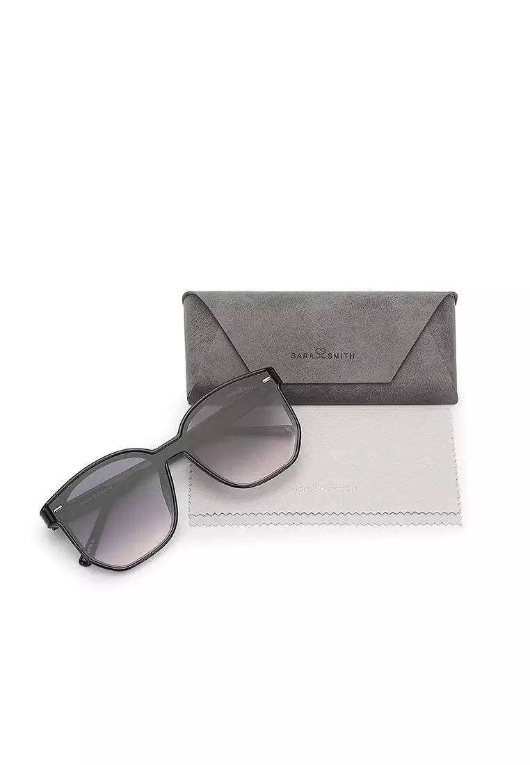 Unisex Fashion Sunglasses - Glossy Black / Grey-Pink